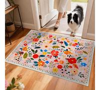 YOSEPATI Thin Indoor Doormat, 91x60cm Washable Inside Door Rug for Entryway | Low-Profile Dirt Trapper, Colorful Boho Floral Waterproof Entrance Rugs, Non-Slip Rubber Backing Welcome Mat for Inside House