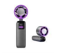 YOSERHFI Mini Handheld Fan with LED Display, USB Rechargeable 6-Speed Portable Fan, 12H Quiet Cooling,180° Foldable Mini Desk Fan for Travel, Office, Home & Bedroom (Grey)