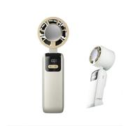 YOSERHFI Mini Handheld Fan with LED Display, USB Rechargeable 6-Speed Portable Fan, 12H Quiet Cooling,180° Foldable Mini Desk Fan for Travel, Office, Home & Bedroom (Beige)