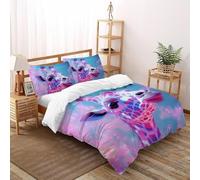 YOSERHFOG Pink Giraffe Duvet Cover Set 3D Dreamy Wind Printed Bedding Set, Soft Microfiber Quilt Cover with Zipper & Pillow for Adults & Teens King（220x240cm）