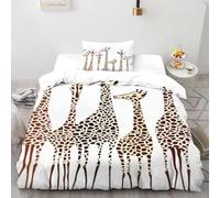 YOSERHFOG Spotted Giraffe Duvet Covers 3D Animal Printed Bedding Set, Microfiber Quilt Cover with Zipper & Pillow for Adults & Teens King Size Single（135x200cm）