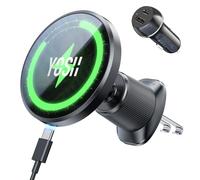 YOSH 15W for MagSafe Car Mount Charger with 60W Car Charger, Magnetic Wireless Car Charger for Air Vent, Phone Holder with N55 Magnets for iPhone 17~12 Series, Samsung, with for Magsafe Ring