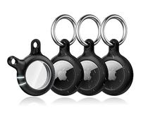 YOSH for Airtag Holder, Airtag Keyring [Twist Lock Design], Integrated Full Cover Anti-Scratch TPU Case 4 Packs, 30mm Metal Spring Keychain for Car Keys, Bags, for Apple Air Tags 2021, Black