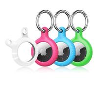 YOSH for Airtag Holder, Twist Lock Design 4 Pack, TPU & Hard PC Case, 30mm Metal Spring Keychain for Car Keys, Bags, Accessories for Apple AirTag, White& Pink& Green& Blue