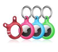 YOSH for Airtag Holder, Twist Lock Design 4 Pack, TPU & Hard PC Case, 30mm Metal Spring Keychain for Car Keys, Bags, Accessories for Apple AirTag, Dark Red& Pink& Green& Blue