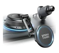 YOSH for Magsafe Car Mount, 3 in 1 Vacuum Magnetic Phone Holder for Cars [Extendable Double Metal Hook & 300N Super Vacuum], for Vent & Dashboard & Windscreen, 22×N56 Magnets for iPhone Samsung Pixel