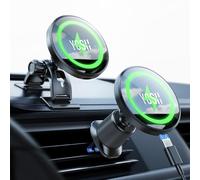 YOSH for Magsafe Car Mount Charger, 15W Wireless Car Charger with N55 Magnetic Phone Holder for Dashboard & Vent, for iPhone 16 15 14 13 12 Samsung Pixel