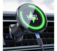 YOSH for MagSafe Car Mount Charger, Magnetic Wireless Car Charger, [Extendable Metal Double Hook & 22×N56 Magnets] 15W Car Phone Holder Wireless Charger Air Vent for iPhone 17-12 Samsung Pixel
