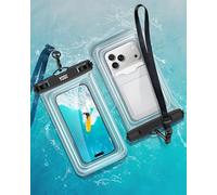 YOSH IPX8 Waterproof Phone Pouch Floating [Big Phone Friendly], 2-Pack Floatable Waterproof Case for Swimming Adjustable Lanyard for iPhone 17 16 Pro Max Samsung S26 Ultra up to 7.0 inch- Transparent