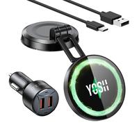 YOSH Mag-Safe Car Charger Mount, 15W Charging Dashboard Wireless iPhone Car Charger, Magnetic Phone Holder with 36W Adapter for iPhone 16/15/14/13/12 Series & All Phones with Mag-Safe Ring