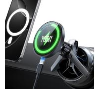 YOSH Mag-Safe Car Charger Round Vent for Mercedes Audi A1 2012-2018 Mini Cooper 2020-2023 & Countryman, 15W Fastest Charging Magnetic Phone Holder, Perfect for iPhone 16~12 Series & Mag-Safe Case