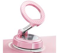 YOSH Pink Vacuum Car Phone Holder for Magsafe, Foldable Magnetic Phone Mount with 360° Adjustable Arm for Video Recording, Content Creation & Car Use, for iPhone Samsung Pixel