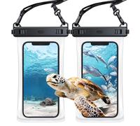YOSH TPU Waterproof Phone Pouch with Wider Lanyard, 2-Pack Waterproof Phone Case Dry Bag for Beach for iPhone 17 16 Plus Pro Max Samsung S26 S25 S24 Ultra Xiamo up to 7.5 inches- Crystal Transparent