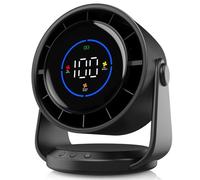 YOSHENMO Desk Fan, Turbo Table Fan for Bedroom, 100-Speed Digital Display, Low Noise, 105° Adjustable Tilt, 7.5-inch, Rechargeable Battery, Wall-Mouted Design for Home, Office, Travel Dark Black