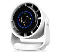 YOSHENMO Desk Fan, Turbo Table Fan for Bedroom, 100-Speed Digital Display, Low Noise, 105° Adjustable Tilt, 7.5-inch, Rechargeable Battery, Wall-Mouted Design for Home, Office, Travel Dark White