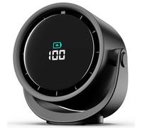 YOSHENMO Portable Desk Fan for Bedroom, Turbo Table Fans with smile icon LED Display, 6-inch, 5-Speed Strong Airflow, Low Noise, 360° Adjustable Tilt, Suitable for Home, Office, Outdoor, Ink Black