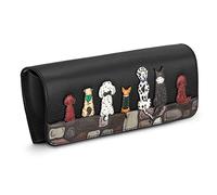 Yoshi Bark to Bark Leather Glasses Case, Sunglasses Case, Flap Over, Black Leather, Dog Theme