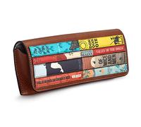 Yoshi Classic Bookworm Leather Glasses Case, Sunglasses Case, Flap Over, Brown Genuine Leather