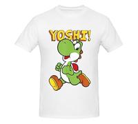 Yoshi Mens T-Shirt Crew Neck T-Shirts for Men Summer Tee Casual T Shirt Tops White