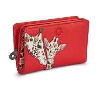 Yoshi Mother's Pride Giraffe Red Leather Zip Round Purse for Women | RFID Protection