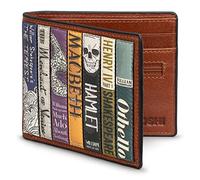 Yoshi William Shakespeare Bookworm Men's Leather Wallet, Genuine Brown Leather Wallet, RFID Blocking Wallet, Bifold Wallets for Men