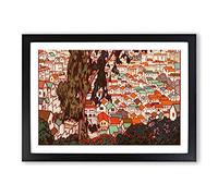 Yoshida Toshi Oriental Tree to Mountain Framed Print | A2 Black Framed Wall Art | Ready to Hang | Modern Floral Picture | Living Room Bedroom Lounge Office