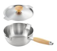 Yoshikawa aikata PD3001 PD3002 PD3003 Stainless Steel Drip Spout Snow Flat Pot 7.1 inches (18 cm), 1.7 L (1.7 L), Compatible with Induction and Gas Fire + Lid Set, Made in Japan