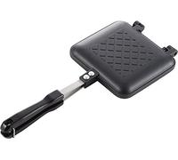 Yoshikawa SJ2408 Hot Sand Maker, For Gas Fire, Crispy, Single Fluorine Processed, Tanned Grill, Total Width 5.9 x Length 13.8 x Height 1.3 inches (15 x 35 x 3.2 cm), Black, Outdoor Camping