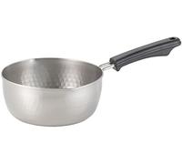 Yoshikawa SJ3412 Snow Flat Pot, Single Handled Pot, 7.1 inches (18 cm), 1.9 L; Made in Japan, IH Compatible with Gas Fire, Ajiichi Stainless Steel, Double-Sided Spout, Tsubame Sanjo