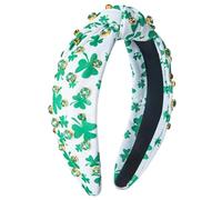 Yoshiky St. Patrick's Day Headbands for Women Girls, Green Shamrock Hair Accessories, Embellished Crystal Rhinestone Knotted Headband, Irish Holiday Decoration Gifts