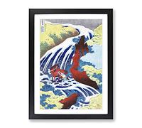 Yoshitsune Falls By Katsushika Hokusai Asian Japanese Framed Print | A2 Black Framed Wall Art | Ready to Hang | Asian Nature Picture | Living Room Bedroom Lounge Office