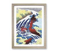 Yoshitsune Falls By Katsushika Hokusai Asian Japanese Framed Print | A4 Oak Framed Wall Art | Ready to Hang | Asian Nature Picture | Living Room Bedroom Lounge Office