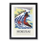 Yoshitsune Falls By Katsushika Hokusai Exhibition Museum Asian Japanese Framed Wall Art Print, Ready to Hang Picture for Living Room Bedroom Home Office Décor, Black A3 (34 x 46 cm)