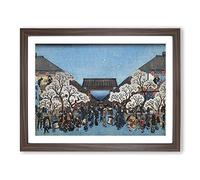 Yoshiwara Yo Zakura No Zu By Utagawa Hiroshige Asian Japanese Framed Print | A3 Walnut Framed Wall Art | Ready to Hang | Asian Nature Picture | Living Room Bedroom Lounge Office