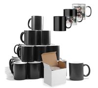 Yoshome Heat Sensitive Color Changing Coffee Mugs-11oz Personalised Black Heat Colour Magic Change Mug for Sublimation Blank Heat Press Printing Gloss Mugs with Gift Box (12)