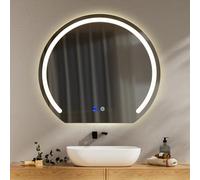YOSHOOT Btahroom Mirror with LED Lights, 600 mm Makeup Mirror with 3 Colors Lighting Modes, Anti-Fog, Touch Button, Dimmable for Powder Room & Bedroom, Waxing Moon