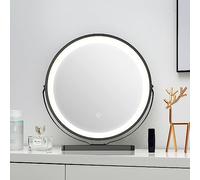 YOSHOOT Round Vanity Mirror, 45cm Pattern Lighted Dressing Table Mirror Revolve Make Up Mirror, Dimmable 3 Modes LED Light Strips, Smart Touch Screen (Kaleidoscope, Black)