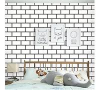 Yoshotech Peel and Stick Wall Paper Black/White 3D Effect Brick Self-Adhesive Removable Wallpaper Waterproof Wallpaper Home Decoration 3Mx45Cm