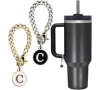 YOSHUYUKI Cup Accessories for Stanley Cup Simple Modern 30 40 oz Tumbler with Handle, Personalized Name Plate Initial Letter Charms For Stanley Quencher H2.0 - Gold and Silver