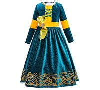 YOSICIL Princess Costume Princess Merida Brave Girl Christmas Girls Princess Dress Up Long Sleeve Party Fancy Dress for Cosplay Halloween Christmas Carnival Birthday,Green,2-3Y