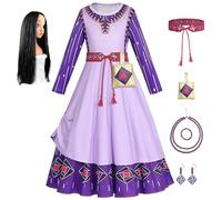 YOSICIL Wish Asha Costume Asha Dress with Accessories with Wig for Christmas Birthday Halloween Carnival Party Cosplay Asha Costume Princess Fancy Dresses for Little Girls,Purple,5-6Y
