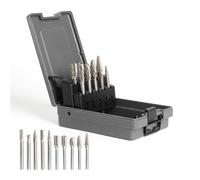 YOSIGHT 10PCS 1/4'' Shank Carbide Burrs Set Double Cut Solid Power Tools TC Rotary Files Bits for Die Grinder Metal Wood Concrete Plastic Grinding Carving Engraving Drilling Polishing Cutting