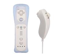 Yosikr 1 Pack Nunchuck and Remote Wireless Controller Compatible for Nintendo wii/wii u Console - with Silicone Case and Wrist Strap (White)