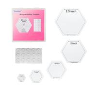 Yosine 5 Sizes Hexagon Quilting templates for Quilting with 1/4 Seam Allowance,0.5 Inch,1 Inch,1.5 Inch,2 Inch,2.5 Inch,Acrylic Hexagon Quilting Template Set for Sewing Patchwork Crafts