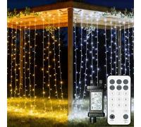 YOSION 6m x 3m 600LEDS Curtain Fairy Plug in String Lights, 11 Modes Color Changing Hanging Waterfall Lights, Waterproof Window Lights with Remote for Indoor, Christmas,Wall, Party, Wedding