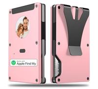 Yositochuan Mens Wallet with Colorful E-Ink Screen, Eink Wallet Customizable Upload Images, Messages, etc. Minimalist Card Holder for 12 Credit Cards Is The Best Holiday Gift Wallet, Macaron pink