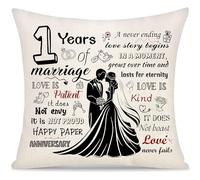 Yoskiasd 1st Wedding Anniversary Cushion Cover Paper Anniversary Present for Her Him Wife Husband Woman Man Friends (1)