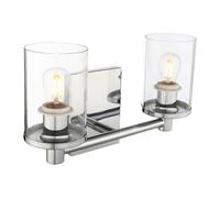 Yosoan 2 Lights Modern Vintage Wall Light, Industrial Vanity Lighting with Glass Lampshade, Double Wall Lamp Indoor Home Lights Fixture, Up Candle Light for Bedroom, Kitchen, Living Room (Chrome)