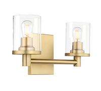 Yosoan 2 Lights Modern Vintage Wall Light, Industrial Vanity Lighting with Glass Lampshade, Double Wall Lamp Indoor Home Lights Fixture, Up Candle Light for Bedroom, Kitchen, Living Room (Gold)