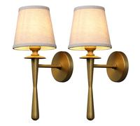 Yosoan Indoor Wall Lights,E27 Fabric Bedside Wall Light, Wall Sconce Lighting for Living Room Bedrooms Hotel (Hemp Color)